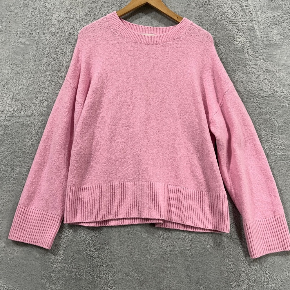 Paris Atelier & Other Stories Sweater Women L Pink Cotton Ribbed Trim Tight Knit